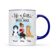 Life Better With Dog Pretty Cartoon Woman & Sitting Dog Personalized Mug