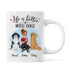 Life Better With Dog Pretty Cartoon Woman & Sitting Dog Personalized Mug
