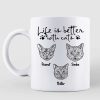 Life Is Better With Cats Cat Head Outline Personalized Mug