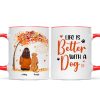 Life Is Better With Dogs Fall Season Woman Sitting Personalized Mug