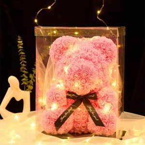 Lighted Rose Flower Teddy Bear 25cm Gift Box Edition