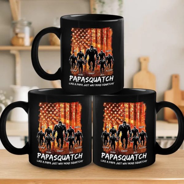 Like A Papa Just Way More Squatchy - Family Personalized Custom Black Mug - Gift For Dad, Grandpa Like A Papa Just Way More Squatchy - Family Personalized Custom Black Mug - Gift For Dad, Grandpa