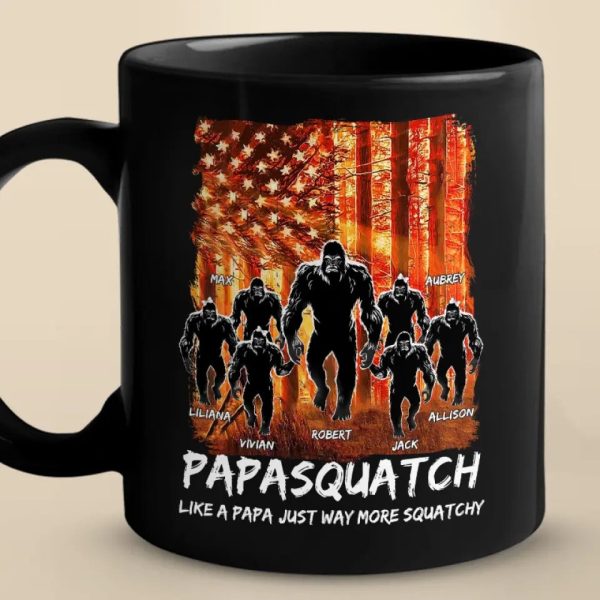 Like A Papa Just Way More Squatchy - Family Personalized Custom Black Mug - Gift For Dad, Grandpa Like A Papa Just Way More Squatchy - Family Personalized Custom Black Mug - Gift For Dad, Grandpa