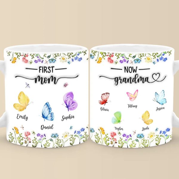 Like Butterflies, Their Love Transcends Generations - Family Personalized Custom 3D Inflated Effect Printed Mug - Gift For Mom, Grandma Like Butterflies, Their Love Transcends Generations - Family Personalized Custom 3D Inflated Effect Printed Mug - Gift For Mom, Grandma
