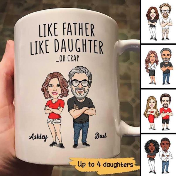 Like Father Like Daughter Funny Cartoon Caricature Personalized Mug Like Father Like Daughter Funny Cartoon Caricature Personalized Mug