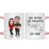 Like Father Like Daughter Like Son Caricature Fist Bump Personalized Mug