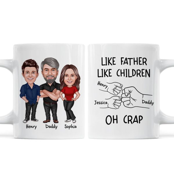 Like Father Like Daughter Like Son Caricature Fist Bump Personalized Mug
