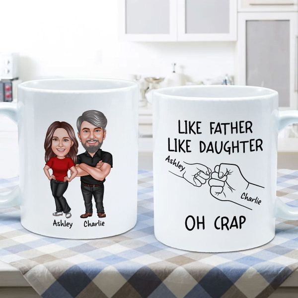 Like Father Like Daughter Like Son Caricature Fist Bump Personalized Mug