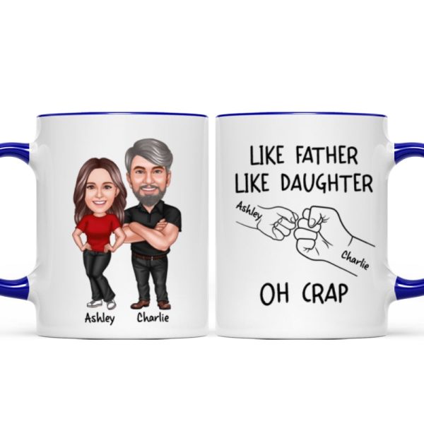 Like Father Like Daughter Like Son Caricature Fist Bump Personalized Mug