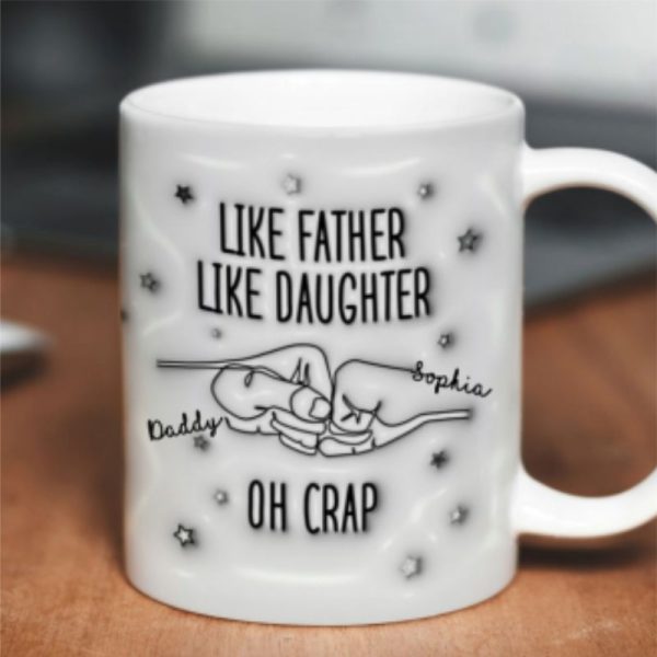 Like Father Like Son Like Daughter One Line Fist Bump Personalized 3D Inflated Printed Mug