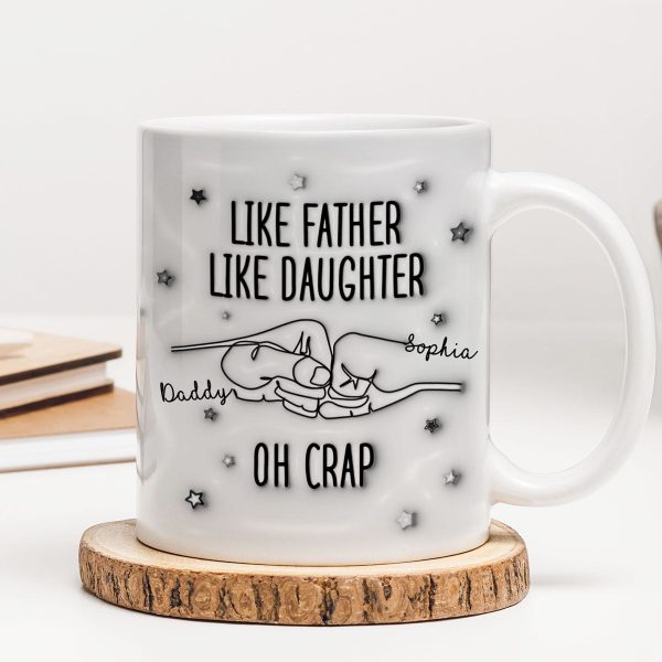 Like Father Like Son Like Daughter One Line Fist Bump Personalized 3D Inflated Printed Mug