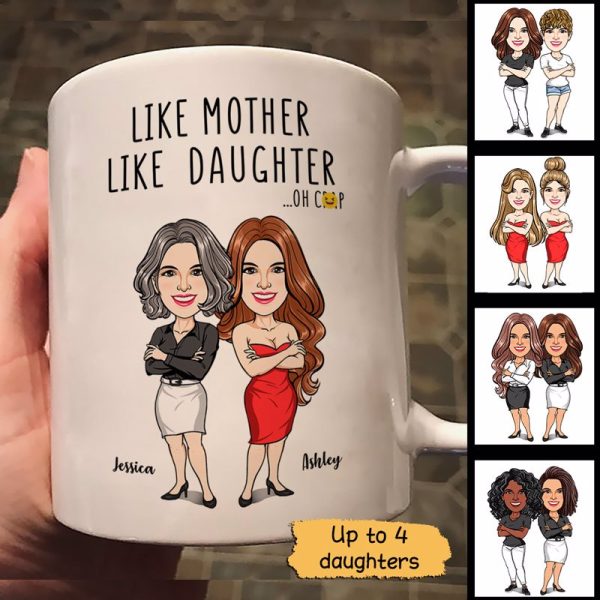 Like Mother Like Daughter Cartoon Caricature Personalized Mug Like Mother Like Daughter Cartoon Caricature Personalized Mug