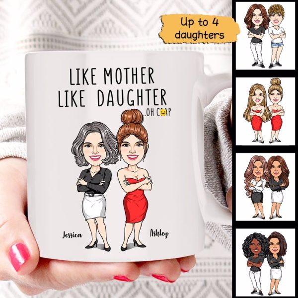 Like Mother Like Daughter Cartoon Caricature Personalized Mug Like Mother Like Daughter Cartoon Caricature Personalized Mug