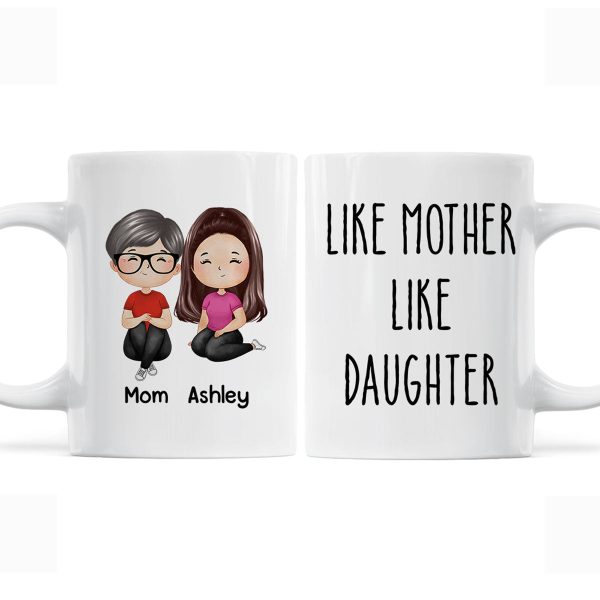 Like Mother Like Daughter Doll Woman Sitting Watercolor Style Personalized Mug Like Mother Like Daughter Doll Woman Sitting Watercolor Style Personalized Mug
