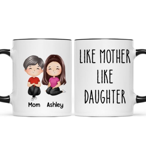 Like Mother Like Daughter Doll Woman Sitting Watercolor Style Personalized Mug Like Mother Like Daughter Doll Woman Sitting Watercolor Style Personalized Mug