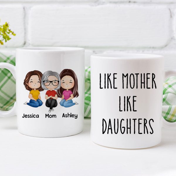 Like Mother Like Daughter Doll Woman Sitting Watercolor Style Personalized Mug Like Mother Like Daughter Doll Woman Sitting Watercolor Style Personalized Mug