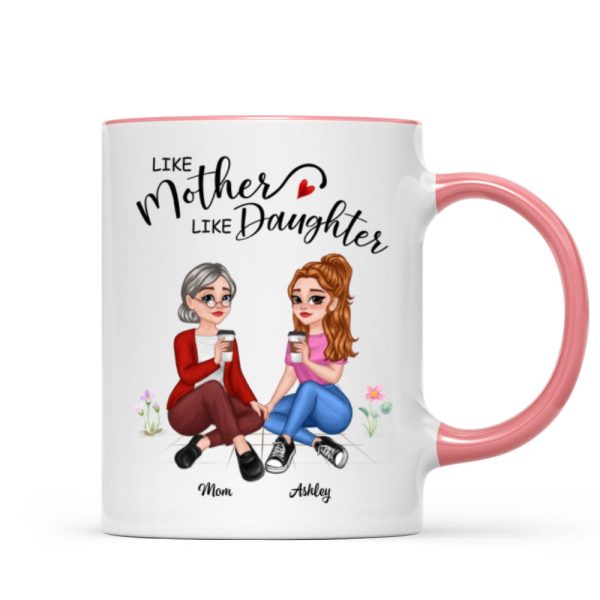 Like Mother Like Daughter Pretty Cartoon Mom & Daughter Personalized Mug