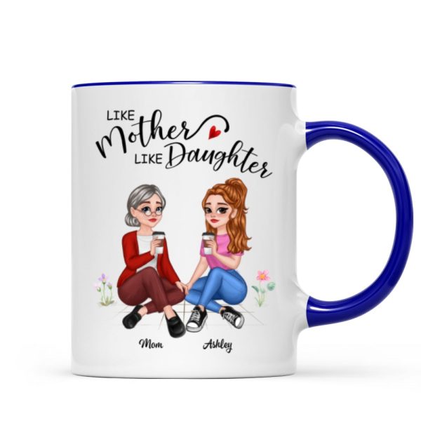 Like Mother Like Daughter Pretty Cartoon Mom & Daughter Personalized Mug