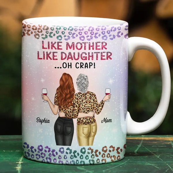 Like Mother Like Daughter Twinkle Leopard - Personalized White Edge-to-Edge Mug Like Mother Like Daughter Twinkle Leopard - Personalized White Edge-to-Edge Mug