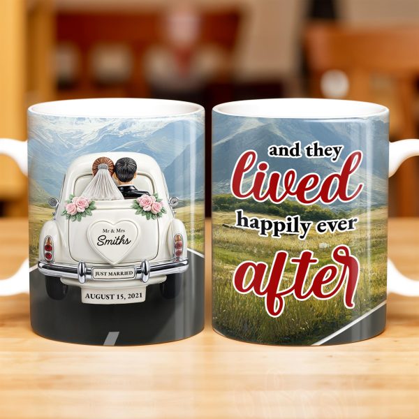 Lived Happily Ever After Vintage Car And Couple Design - Personalized Custom Coffee Mug - CPL114_MG Lived Happily Ever After Vintage Car And Couple Design - Personalized Custom Coffee Mug - CPL114_MG