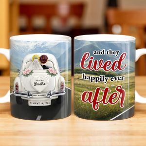 Lived Happily Ever After Vintage Car And Couple Design - Personalized Custom Coffee Mug - CPL114_MG