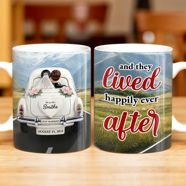 Lived Happily Ever After Vintage Car And Couple Design - Personalized Custom Coffee Mug - CPL114_MG Lived Happily Ever After Vintage Car And Couple Design - Personalized Custom Coffee Mug - CPL114_MG