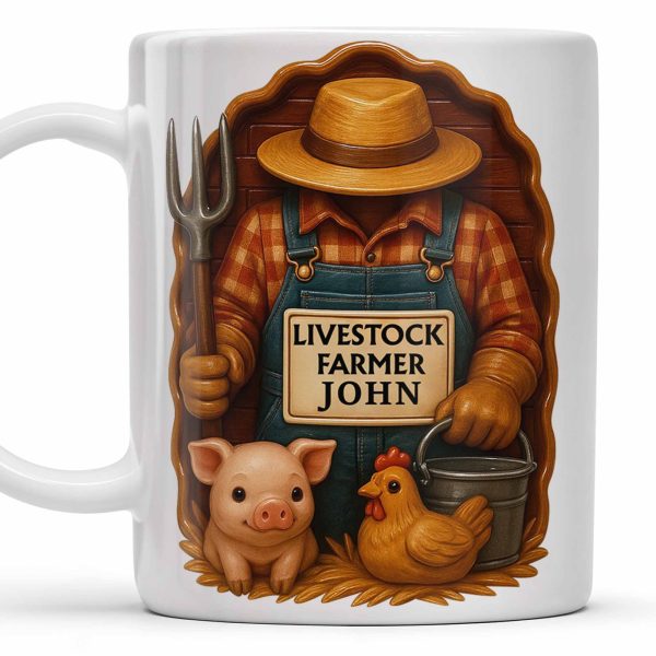 Livestock Farmer With Pig And Chicken - Personalized Custom Coffee Mug - FAM380_MG Livestock Farmer With Pig And Chicken - Personalized Custom Coffee Mug - FAM380_MG