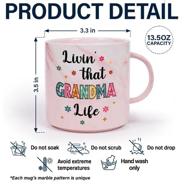 Living That Grandma Life - Personalized Marble Mug Living That Grandma Life - Personalized Marble Mug