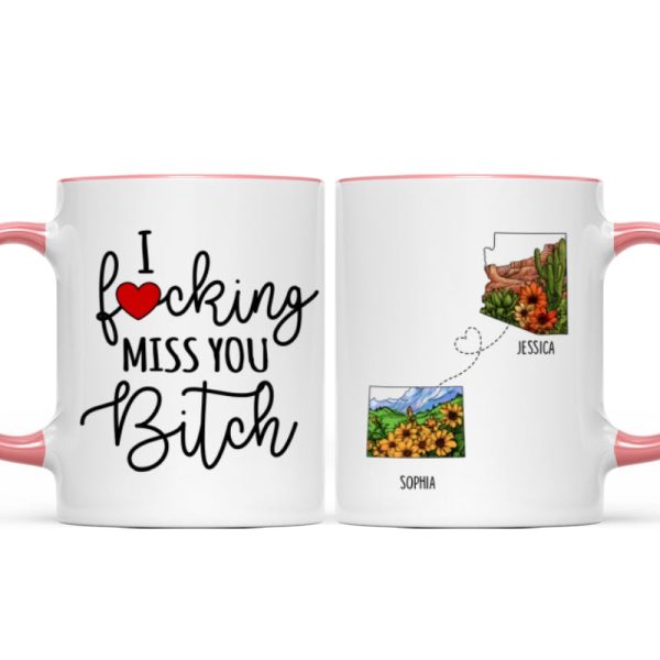 Long Distance Best Friend Moving Gift Watercolor Wildflower State Map Personalized Mug