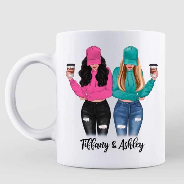 Long Distance Modern Girls Besties Front View Gift For Besties Sisters Siblings Personalized Mug Long Distance Modern Girls Besties Front View Gift For Besties Sisters Siblings Personalized Mug