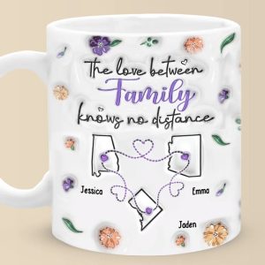 Long Distance The Love Between Family - Family Personalized Custom 3D Inflated Effect Printed Mug - Gift For Family Members