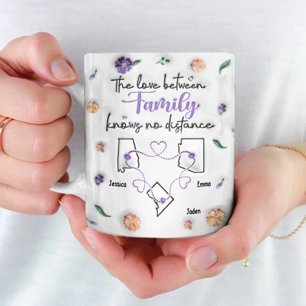Long Distance The Love Between Family - Family Personalized Custom 3D Inflated Effect Printed Mug - Gift For Family Members Long Distance The Love Between Family - Family Personalized Custom 3D Inflated Effect Printed Mug - Gift For Family Members