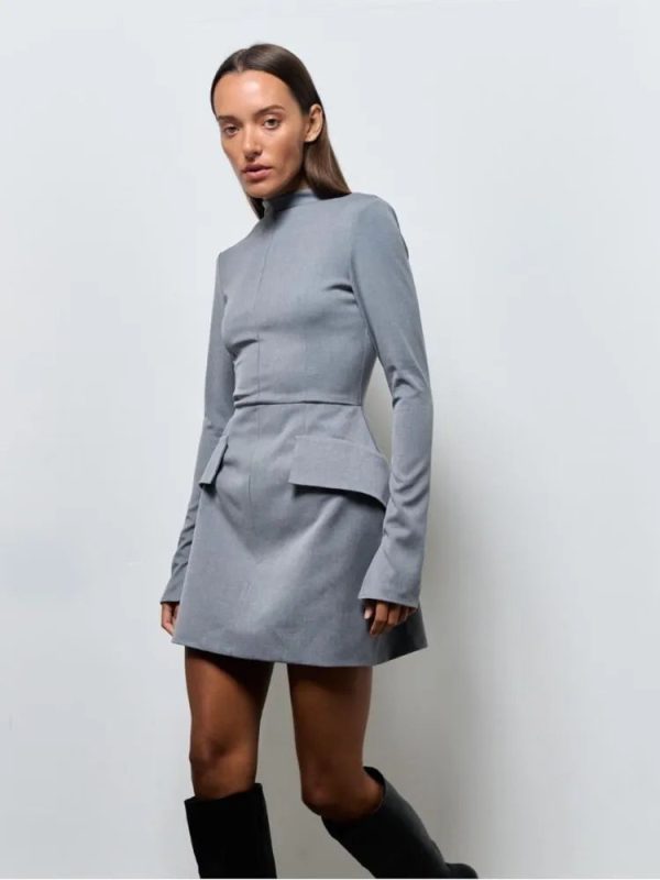 Long Sleeve High Neck Mini Dress Long Sleeve High Neck Mini Dress