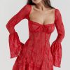 Long Sleeve Lace Square Neck Mini Dress Long Sleeve Lace Square Neck Mini Dress