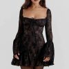 Long Sleeve Lace Square Neck Mini Dress Long Sleeve Lace Square Neck Mini Dress