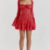 Long Sleeve Lace Square Neck Mini Dress Long Sleeve Lace Square Neck Mini Dress