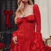 Long Sleeve Lace Square Neck Mini Dress Long Sleeve Lace Square Neck Mini Dress