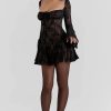Long Sleeve Lace Square Neck Mini Dress Long Sleeve Lace Square Neck Mini Dress