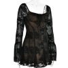 Long Sleeve Lace Square Neck Mini Dress Long Sleeve Lace Square Neck Mini Dress