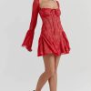 Long Sleeve Lace Square Neck Mini Dress Long Sleeve Lace Square Neck Mini Dress