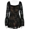 Long Sleeve Lace Square Neck Mini Dress Long Sleeve Lace Square Neck Mini Dress