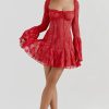 Long Sleeve Lace Square Neck Mini Dress Long Sleeve Lace Square Neck Mini Dress