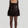 Long Sleeve Lace Square Neck Mini Dress Long Sleeve Lace Square Neck Mini Dress