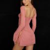 Long Sleeve Mesh Tie Up Hollow Drawstring Mini Dress Long Sleeve Mesh Tie Up Hollow Drawstring Mini Dress