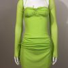 Long Sleeve Mesh Tie Up Hollow Drawstring Mini Dress Long Sleeve Mesh Tie Up Hollow Drawstring Mini Dress