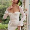 Long Sleeve Mesh Tie Up Hollow Drawstring Mini Dress Long Sleeve Mesh Tie Up Hollow Drawstring Mini Dress