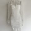 Long Sleeve Mesh Tie Up Hollow Drawstring Mini Dress Long Sleeve Mesh Tie Up Hollow Drawstring Mini Dress