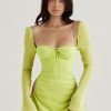Long Sleeve Mesh Tie Up Hollow Drawstring Mini Dress Long Sleeve Mesh Tie Up Hollow Drawstring Mini Dress