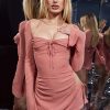 Long Sleeve Mesh Tie Up Hollow Drawstring Mini Dress Long Sleeve Mesh Tie Up Hollow Drawstring Mini Dress