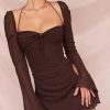 Long Sleeve Mesh Tie Up Hollow Drawstring Mini Dress Long Sleeve Mesh Tie Up Hollow Drawstring Mini Dress